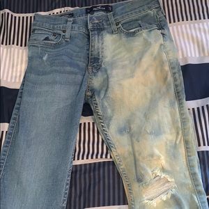 Hollister Super Skinny Half Blue-Half Ombré Jeans